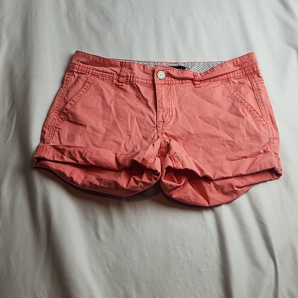 Aeropostale Chino Shorts Coral Pink Cotton Cuffed Women's Size 6